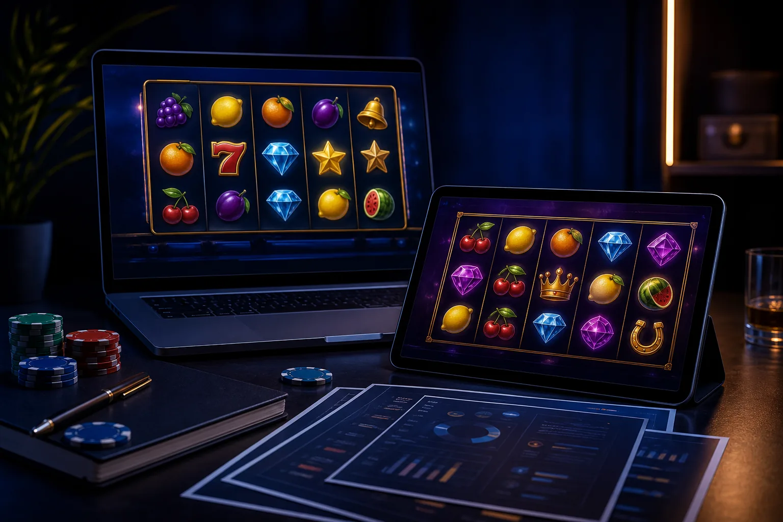 Telas com slots genéricos em análise editorial de jogos K58